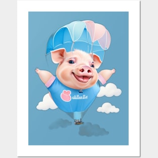 A piggy pig flying in the sky Posters and Art